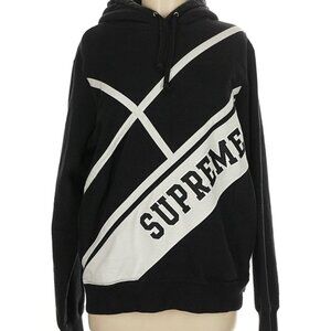 Supreme Diagonal Hooded Sweatshirt In Black M